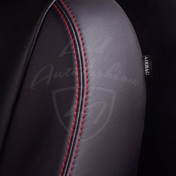 9 249 р. Чехлы для сидений Lord Autofashion Турин Ромб (экокожа, отдельные бока)  Mazda 6  GH (2007-2012) (Черный, вставка черная, строчка красная)  с доставкой в г. Калуга. Увеличить фотографию 2
