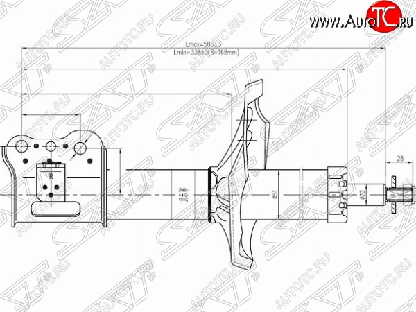 4 299 р. Левый амортизатор передний SAT  Mazda 626 ( GF,  GF,FW) - Capella  GF  с доставкой в г. Калуга
