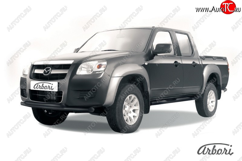 7 703 р. Защита переднего бампера Arbori (черная, 2 трубы d57 и 57 mm) Mazda BT-50 (2006-2011)  с доставкой в г. Калуга