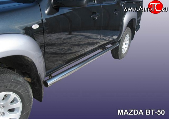 13 599 р. Защита порогов из круглой трубы диаметром 57 мм Slitkoff  Mazda BT-50 (2006-2011) (Нержавейка, Полированная)  с доставкой в г. Калуга