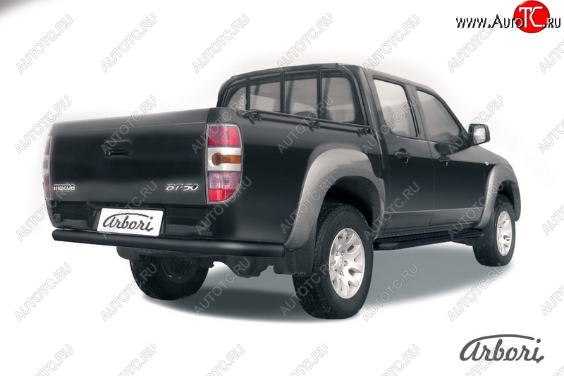 7 019 р. Защита заднего бампера Arbori (черная, 1 труба d76 mm). Mazda BT-50 (2006-2011)  с доставкой в г. Калуга