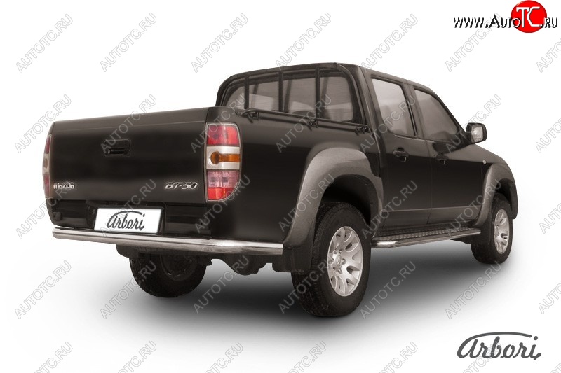 13 319 р. Защита заднего бампера Arbori (нержавейка, 1 труба d76 mm). Mazda BT-50 (2006-2011)  с доставкой в г. Калуга