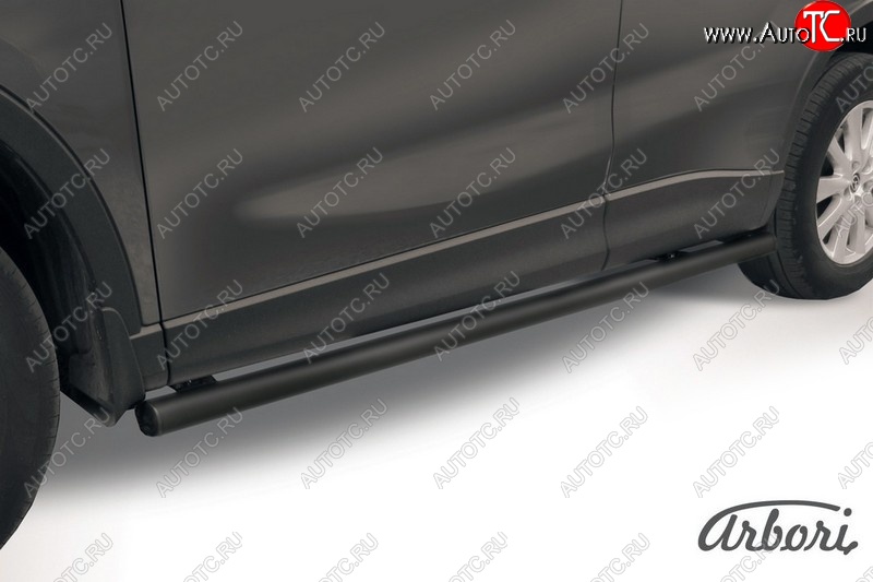 6 839 р. Защита штатных порогов Arbori (черная, d57 mm). Mazda CX-5 KE рестайлинг (2015-2017)  с доставкой в г. Калуга