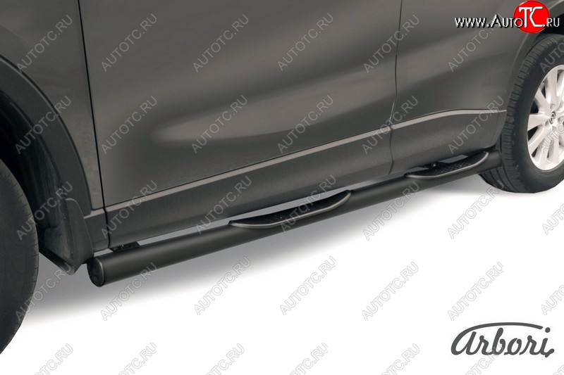 8 369 р. Защита штатных порогов Arbori (с проступью, черная, d76 mm). Mazda CX-5 KE рестайлинг (2015-2017)  с доставкой в г. Калуга