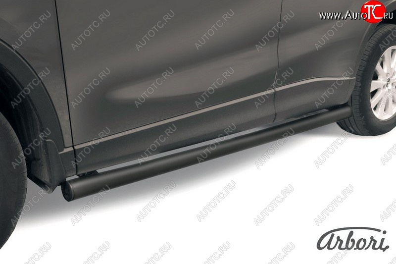 7 649 р. Защита штатных порогов Arbori (черная, d76 mm). Mazda CX-5 KE рестайлинг (2015-2017)  с доставкой в г. Калуга
