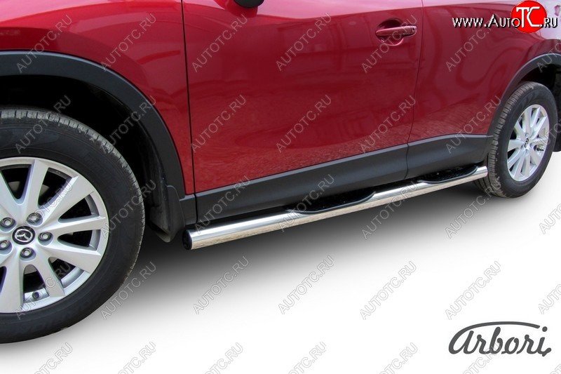 15 749 р. Защита штатных порогов Arbori (с проступью, нержавейка, d76 mm). Mazda CX-5 KE рестайлинг (2015-2017)  с доставкой в г. Калуга