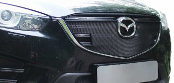 1 639 р. Защитная сетка на радиатор Russtal Mazda CX-5 KE дорестайлинг (2011-2014) (чёрная, без выреза под парктронник)  с доставкой в г. Калуга. Увеличить фотографию 1