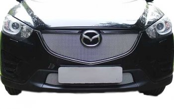 1 639 р. Защитная сетка на радиатор Russtal Mazda CX-5 KE дорестайлинг (2011-2014) (чёрная, без выреза под парктронник)  с доставкой в г. Калуга. Увеличить фотографию 3