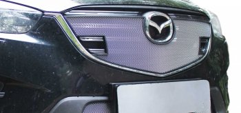 1 639 р. Защитная сетка на радиатор Russtal Mazda CX-5 KE дорестайлинг (2011-2014) (чёрная, без выреза под парктронник)  с доставкой в г. Калуга. Увеличить фотографию 2