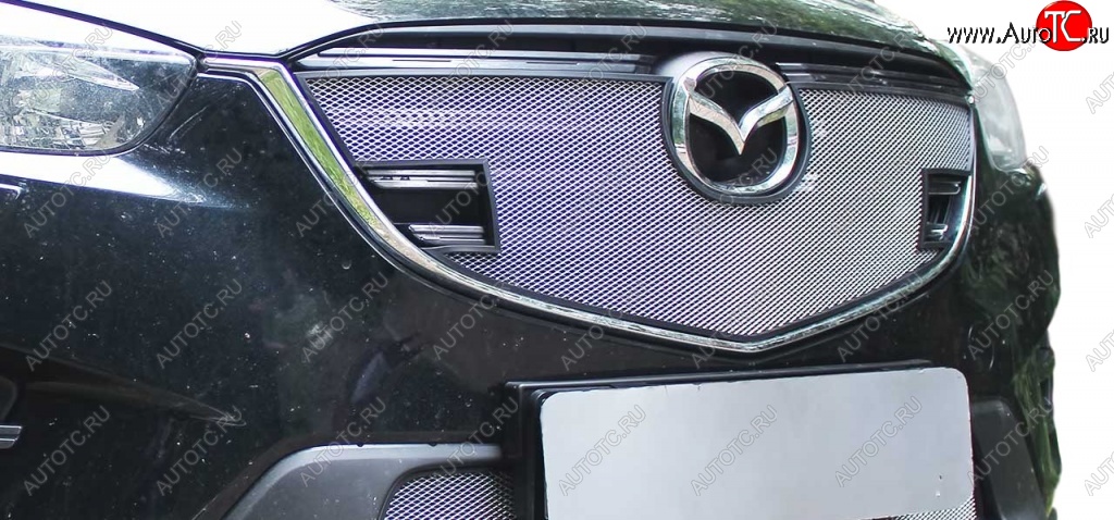 1 639 р. Защитная сетка радиатора Russtal  Mazda CX-5  KE (2011-2014) (Верхняя чёрная)  с доставкой в г. Калуга