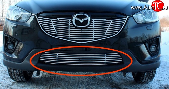4 049 р. Декоративные элементы воздухозаборника Souz-96  Mazda CX-5  KE (2011-2017) (Хром 10 мм)  с доставкой в г. Калуга