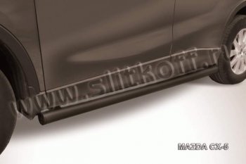 9 749 р. Защита порогов Slitkoff  Mazda CX-5  KE (2011-2017) (Цвет: серебристый)  с доставкой в г. Калуга. Увеличить фотографию 1