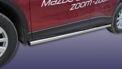 12 399 р. Защита порогов из круглой трубы диаметром 57 мм Slitkoff  Mazda CX-5  KE (2011-2017) (Нержавейка, Полированная)  с доставкой в г. Калуга. Увеличить фотографию 1