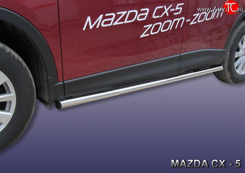 12 399 р. Защита порогов из круглой трубы диаметром 57 мм Slitkoff  Mazda CX-5  KE (2011-2017) (Нержавейка, Полированная)  с доставкой в г. Калуга