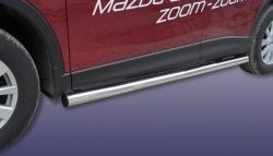 13 899 р. Защита порогов из круглой трубы диаметром 76 мм Slitkoff  Mazda CX-5  KE (2011-2017) (Нержавейка, Полированная)  с доставкой в г. Калуга. Увеличить фотографию 1