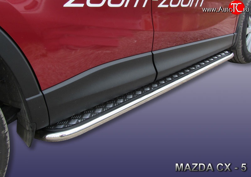 15 249 р. Широкая защита порогов Slitkoff  Mazda CX-5  KE (2011-2017) (Нержавейка, Полированная)  с доставкой в г. Калуга