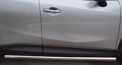 17 299 р. Защита порогов из круглой трубы диаметром 63 мм Russtal  Mazda CX-5  KE (2011-2017) (Защита порогов с со скосами на торцах (вариант 1))  с доставкой в г. Калуга. Увеличить фотографию 9