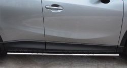 15 299 р. Защита порогов с круглыми вставками для ног из овальной трубы диаметром 75x42 мм Russtal  Mazda CX-5  KE (2011-2017)  с доставкой в г. Калуга. Увеличить фотографию 1