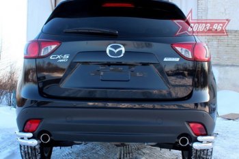 17 954 р. Защита заднего бампера из двойных боковых уголков Souz (d60/42, черная)  Mazda CX-5  KE (2011-2017)  с доставкой в г. Калуга. Увеличить фотографию 2