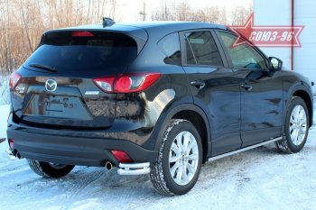Защита заднего бампера из двойных боковых уголков Souz (d60/42, черная) Mazda CX-5 KE рестайлинг (2015-2017)
