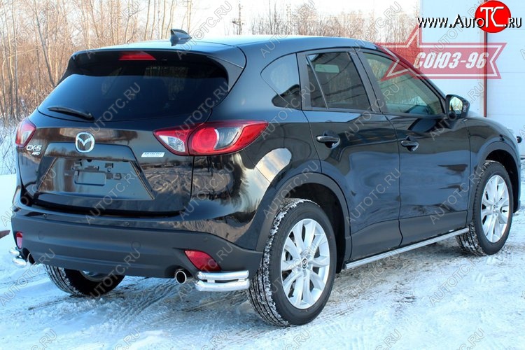 17 954 р. Защита заднего бампера из двойных боковых уголков Souz (d60/42, черная)  Mazda CX-5  KE (2011-2017)  с доставкой в г. Калуга