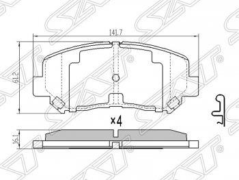 1 339 р. Колодки тормозные SAT (передние)  Mazda CX-5  KE (2011-2017)  с доставкой в г. Калуга. Увеличить фотографию 1