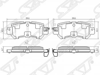 659 р. Колодки тормозные SAT (задние) Mazda CX-5 KE рестайлинг (2015-2017)  с доставкой в г. Калуга. Увеличить фотографию 1