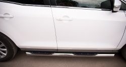 19 799 р. Защита порогов с пластиковыми вставками для ног из круглой трубы диаметром 76 мм Russtal  Mazda CX-7  ER (2010-2012) (Защита порогов с со скосами на торцах (вариант 1))  с доставкой в г. Калуга. Увеличить фотографию 2