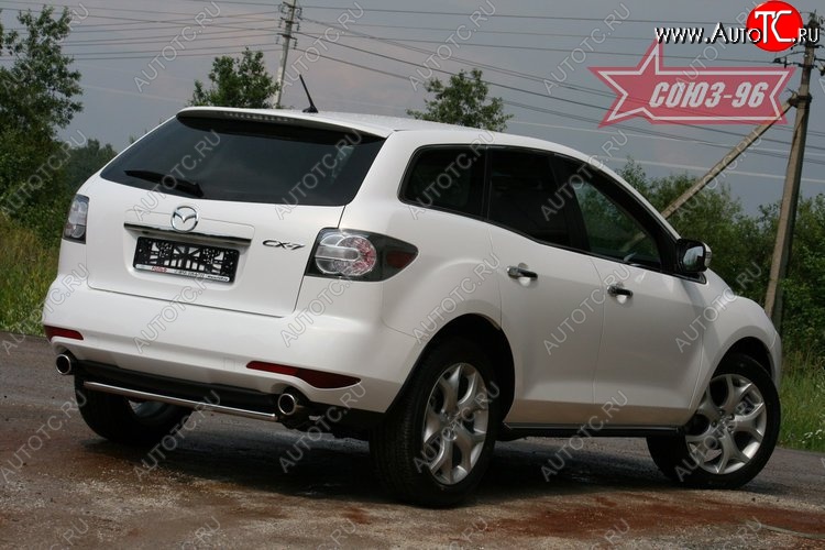 8 369 р. Защита заднего бампера Souz-96 (d42) Mazda CX-7 ER рестайлинг (2010-2012)  с доставкой в г. Калуга