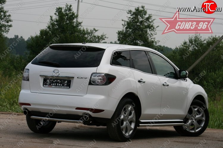 9 314 р. Защита заднего бампера Souz-96 (d60) Mazda CX-7 ER рестайлинг (2010-2012)  с доставкой в г. Калуга