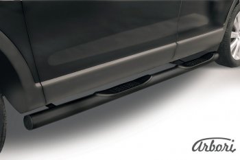Защита штатных порогов Arbori (с проступью, черная, d76 mm). Mazda CX-9 TB дорестайлинг (2007-2009)