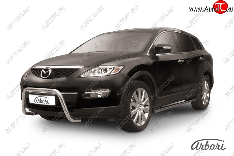 23 939 р. Защита переднего бампера Arbori (низкая - mini, нержавейка, 1 труба d57 mm). Mazda CX-9 TB дорестайлинг (2007-2009)  с доставкой в г. Калуга