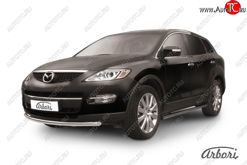 11 609 р. Защита переднего бампера Arbori (нержавейка, 1 труба d57 mm). Mazda CX-9 TB дорестайлинг (2007-2009)  с доставкой в г. Калуга