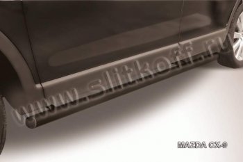 7 749 р. Защита порогов Slitkoff  Mazda CX-9  TB (2007-2009) (Цвет: серебристый)  с доставкой в г. Калуга. Увеличить фотографию 1