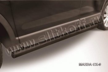 8 349 р. Защита порогов Slitkoff  Mazda CX-9  TB (2007-2009) (Цвет: серебристый)  с доставкой в г. Калуга. Увеличить фотографию 1