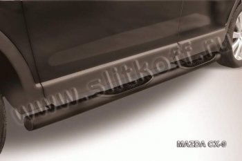 9 749 р. Защита порогов Slitkoff  Mazda CX-9 ( TB,  TC) (2007-2024) (Цвет: серебристый)  с доставкой в г. Калуга. Увеличить фотографию 1
