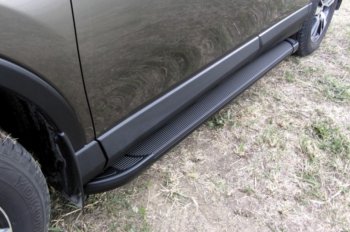 13 799 р. Пороги алюминиевые Slitkoff  Mazda CX-5  KE (2015-2017) (Optima Black )  с доставкой в г. Калуга. Увеличить фотографию 1