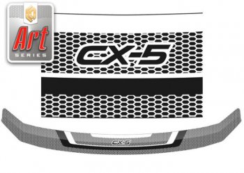 2 349 р. Дефлектор капота CA-Plastiс  Mazda CX-5  KF (2016-2024) (Серия Art черная)  с доставкой в г. Калуга. Увеличить фотографию 1