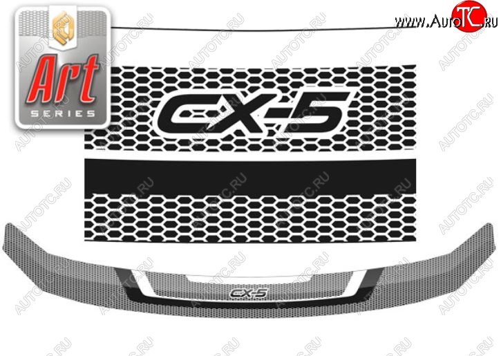 2 349 р. Дефлектор капота CA-Plastiс  Mazda CX-5  KF (2016-2024) (Серия Art черная)  с доставкой в г. Калуга