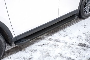 13 799 р. Алюминиевые пороги для ног Slitkoff (Optima)  Mazda CX-5  KF (2016-2024) (Чёрные)  с доставкой в г. Калуга. Увеличить фотографию 2