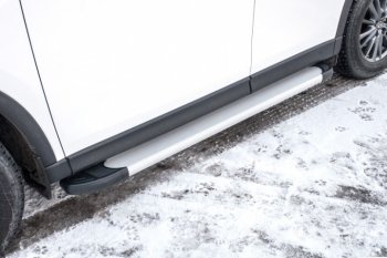 13 799 р. Алюминиевые пороги для ног Slitkoff (Optima)  Mazda CX-5  KF (2016-2024) (Чёрные)  с доставкой в г. Калуга. Увеличить фотографию 1