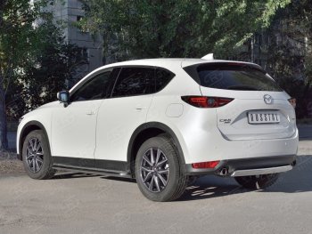 Защита заднего бампера (Ø75x42 мм, нержавейка) Russtal Mazda CX-5 KF (2016-2024)