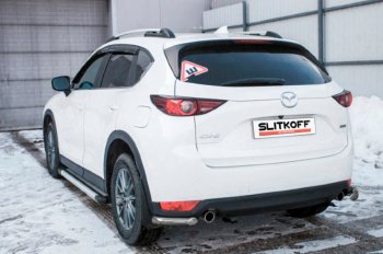 Защита заднего бампера Slitkoff (Ø 57 мм, уголки) Mazda CX-5 KF (2016-2024)