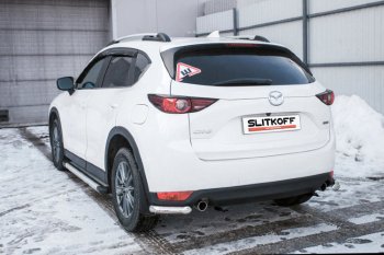 5 799 р. Защита заднего бампера Slitkoff (Ø 57 мм, уголки)  Mazda CX-5  KF (2016-2024) (Нержавеющая сталь)  с доставкой в г. Калуга. Увеличить фотографию 1