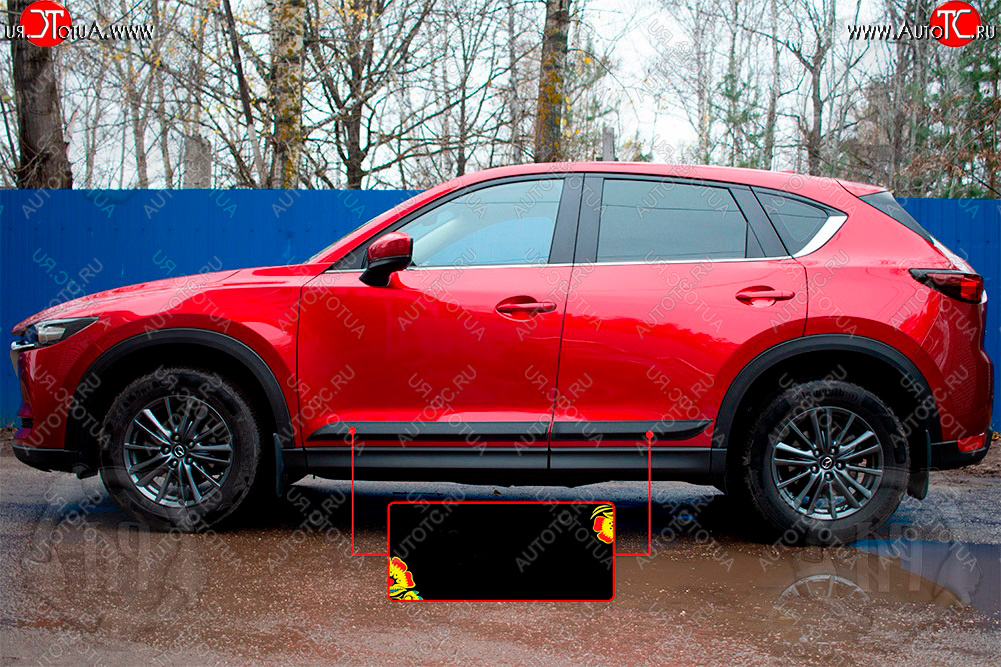 849 р. Задний левый молдинги на дверь Русская Артель  Mazda CX-5  KF (2016-2024) (Поверхность шагрень)  с доставкой в г. Калуга