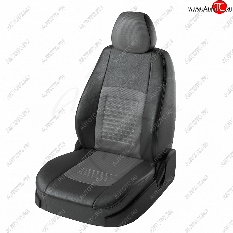 8 749 р. Чехлы для сидений Lord Autofashion Турин (экокожа)  Mazda CX-5  KF (2016-2024) (Чёрный, вставка серая)  с доставкой в г. Калуга