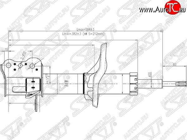 2 899 р. Левый амортизатор задний SAT  Mazda 323/Familia  седан - Premacy  с доставкой в г. Калуга