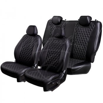 Чехлы для сидений Lord Autofashion Байрон (экокожа, раздельная спинка, подлокотник, отдельные бока, 3 Г-образных подголовника) Mazda 6 GJ дорестайлинг седан (2012-2015)