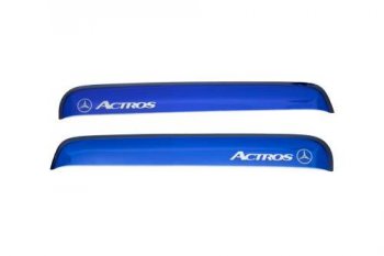 Дефлектор окон REIN (НАКЛАДНОЙ скотч 3М) прямой 2шт Mercedes-Benz Actros (1995-2024)  (Синий без логотипа)