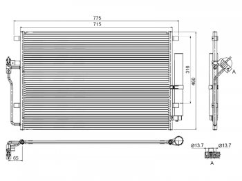6 949 р. Радиатор кондиционера SAT Mercedes-Benz Sprinter W906 (2006-2013)  с доставкой в г. Калуга. Увеличить фотографию 1
